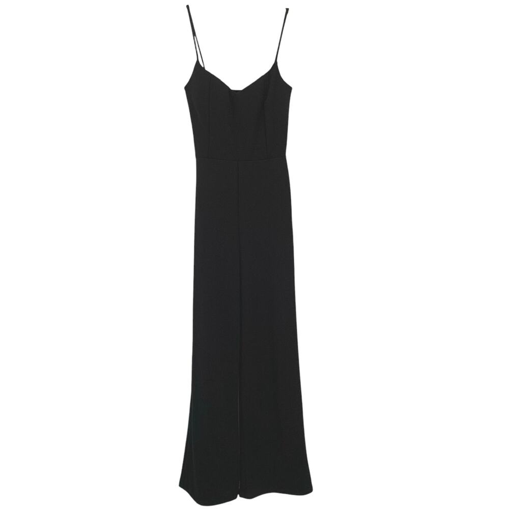Lulus Women Black Sleeveless Wide Leg Jumpsuit Pants Preppy Goth Party Size XS - Picture 1 of 8
